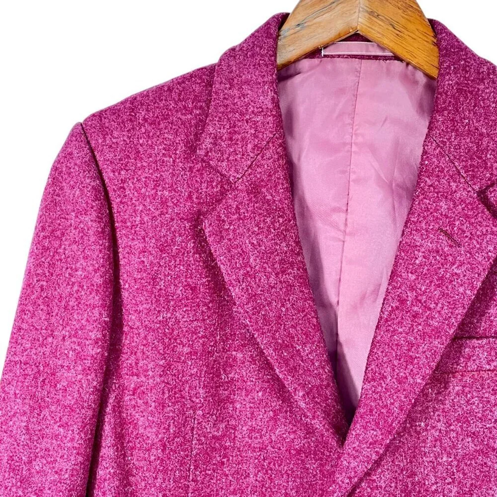 Bespoke Vintage Wool Blazer Youth 12–14 Raspberry Hand Tailored Jacket